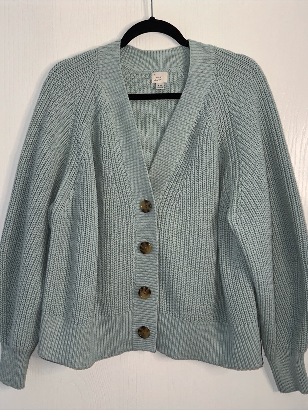 a new day Pale Blue Chunky Knit Button Cardigan
